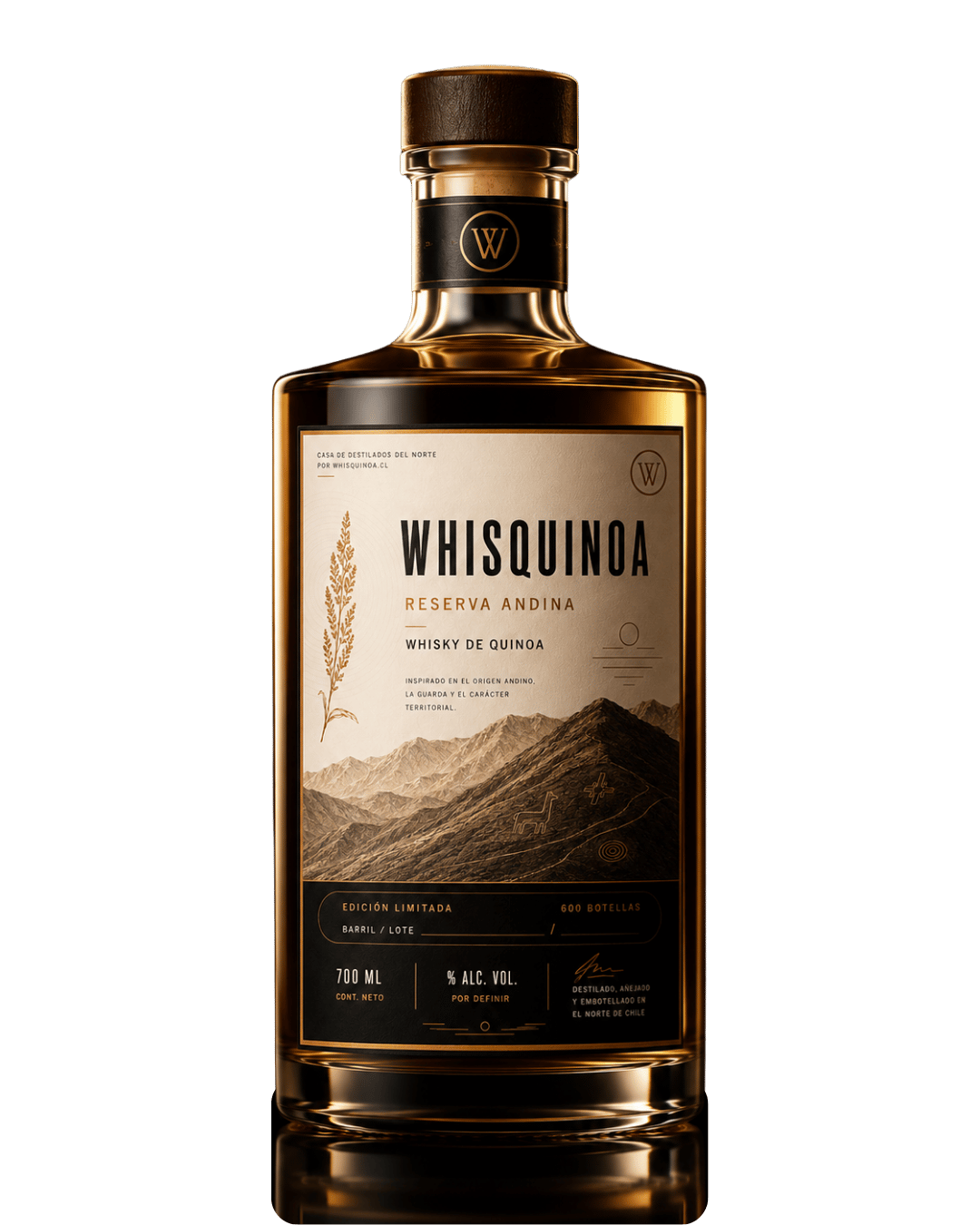 Botella Whisquinoa Reserva Andina — colección limitada
